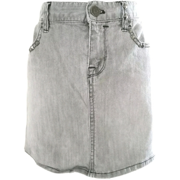 J. CREW DISTRESSED STUDDED MINI JEAN SKIRT SZ XS 2 - Picture 2 of 4